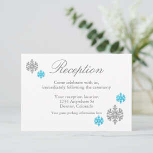 Carte de réception d'hiver Silver Blue Snowflake