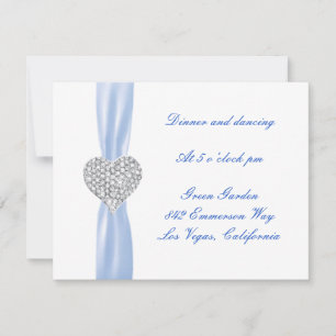 Carte de réception Diamond Heart Blue Wedding