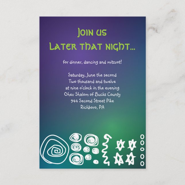 Carte de réception du Bat mitzvah du Jazzy Musical (Devant)