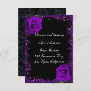 Carte de réception élégante Goth Purple Rose