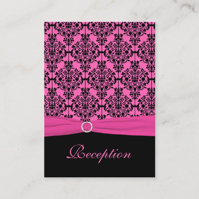 Carte de réception en Damas rose et noir (Devant)