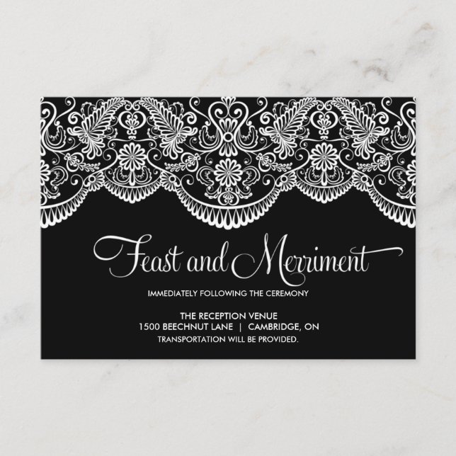 Carte de réception en dentelle marocaine noir et b (Devant)
