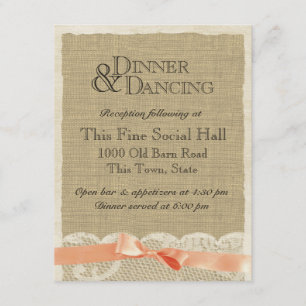 Carte de réception en dentelle vintage et en corai