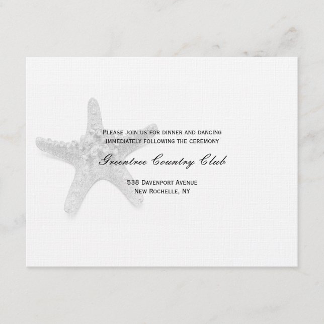 Carte de réception étoile de mer - Noir (Devant)