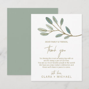 Carte de réception Eucalyptus Merci Gold Veine