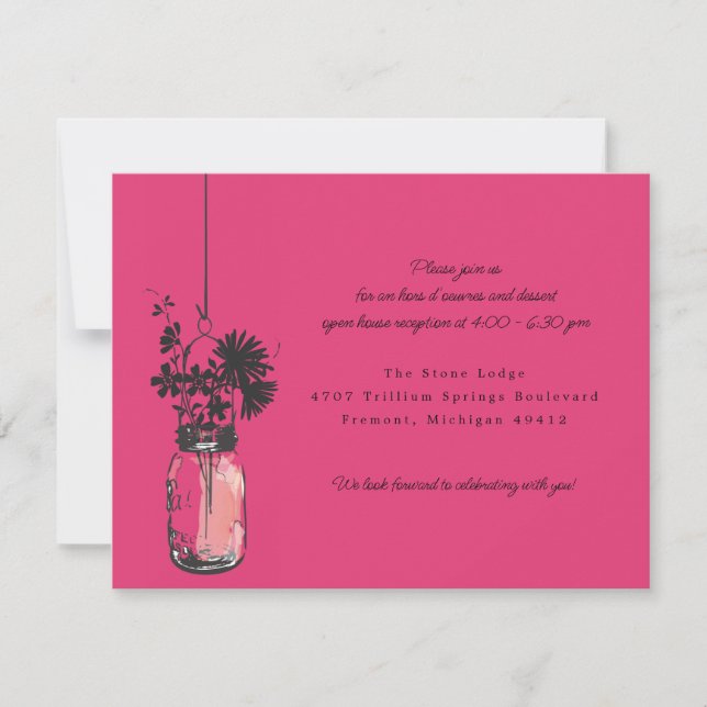 Carte de réception Fleurs sauvages & Mason Jar (Devant)