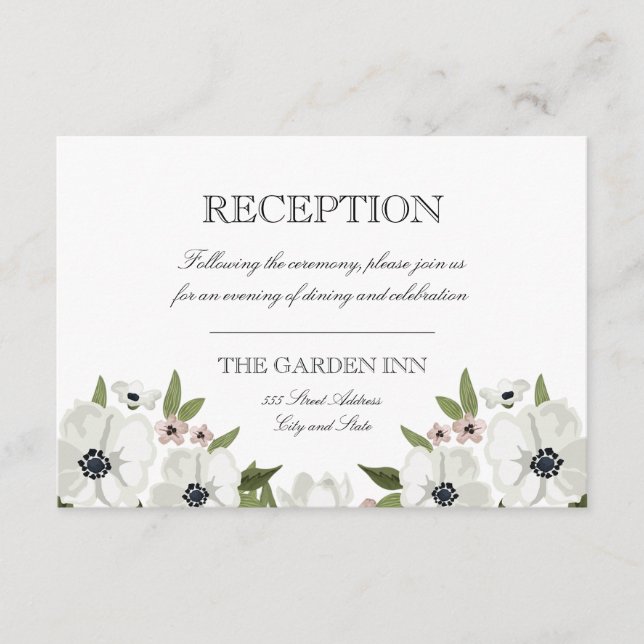 Carte de réception florale charmante (Devant)