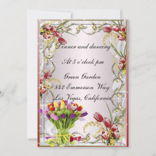 Carte de réception florale de tulipes colorées