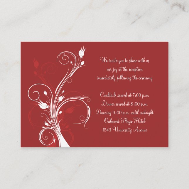 Carte de réception Florale Rouge et Blanc (Devant)