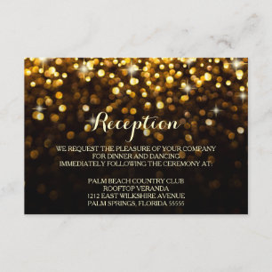 Carte de réception Gold Black Hollywood Glitz