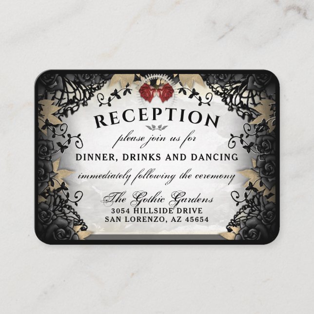 Carte de réception Halloween Rose élégant 3,5 x 2, (Devant)
