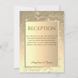 Carte de réception luxueuse Floral Gold Wedding