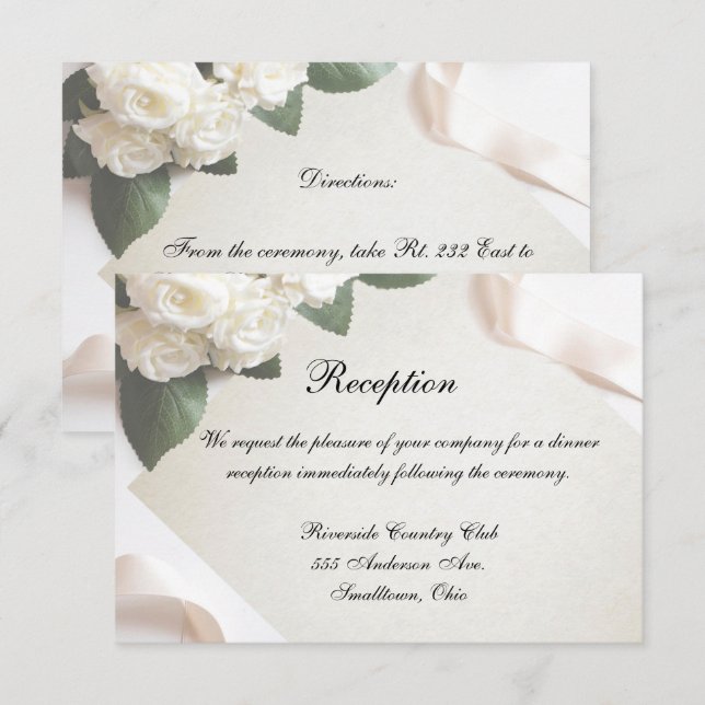 Carte de Réception Mariage Blanc Modèle Personnali (Devant / Derrière)