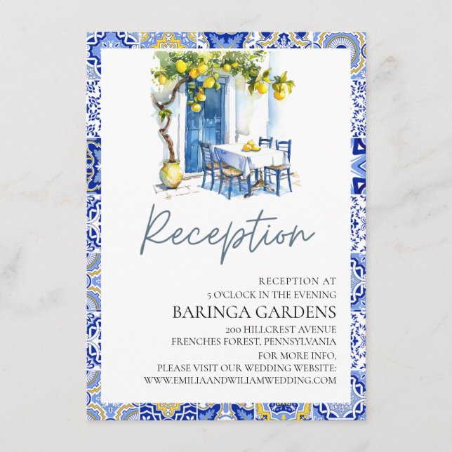Carte de réception Mariage de Citron Méditerranéen (Devant)