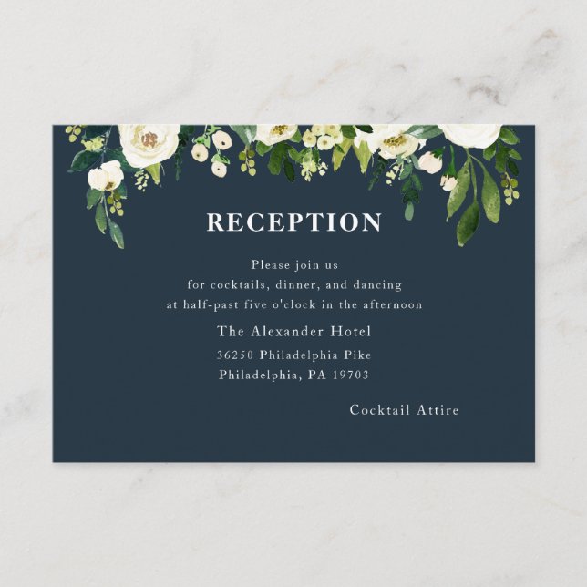 Carte de réception mariage en fleurs blanches | Ma (Devant)
