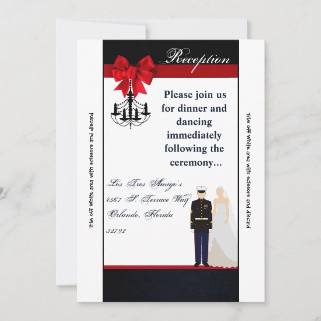 Carte de réception Marine Uniform Groom Bride 3,5  (Devant)