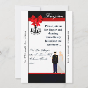 Carte de réception Marine Uniform Groom Bride 3,5