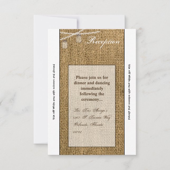 Carte de réception Mason Jar 3,5 x 7, lumières à c (Devant)