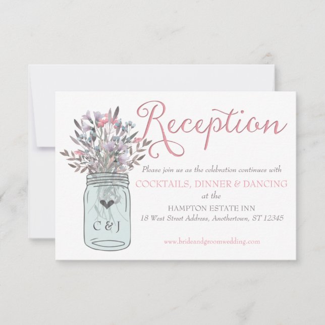 Carte de réception Mason Jar Secret Garden Waterco (Devant)