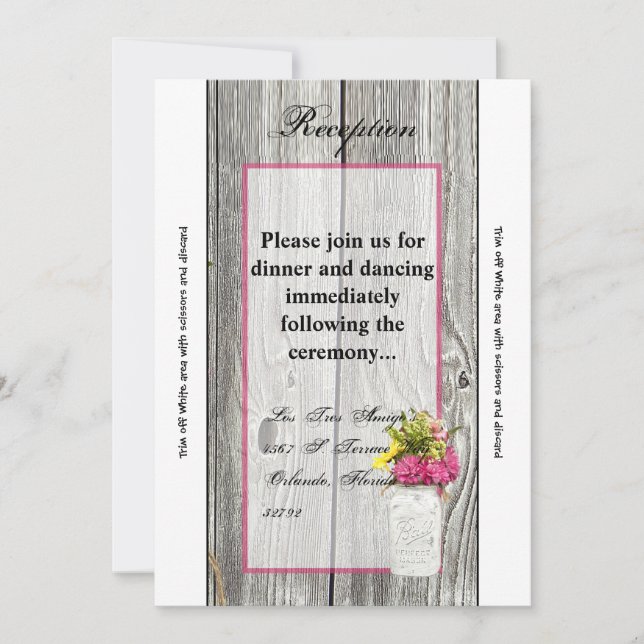 Carte de réception Mason Jars 3,5 x 7 avec Fleur s (Devant)