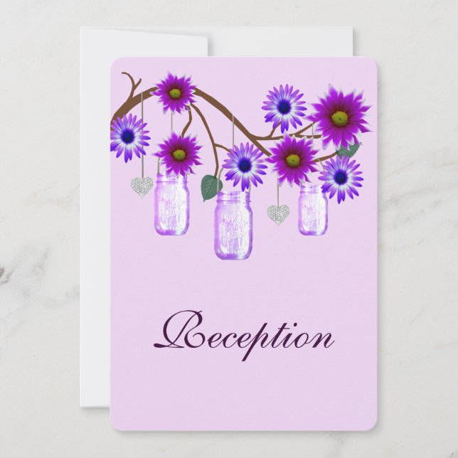Carte de réception Mason Jars Fleurs Violettes (Devant)