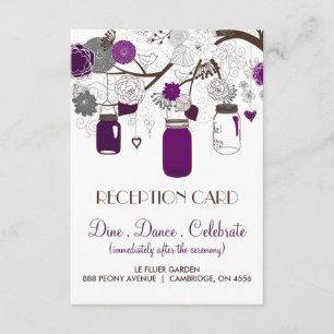 Carte de réception Mason Jars Gris et Violet Flora