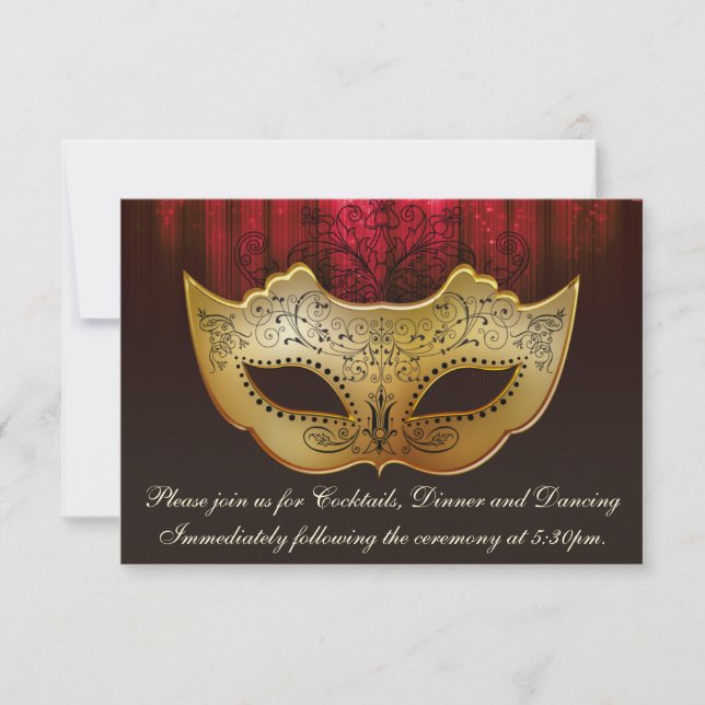 Carte de réception Masquerade Fleur de Prunier Oré (Devant)