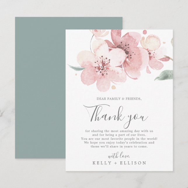 Carte de réception Merci en fleurs de cerisier res (Devant / Derrière)