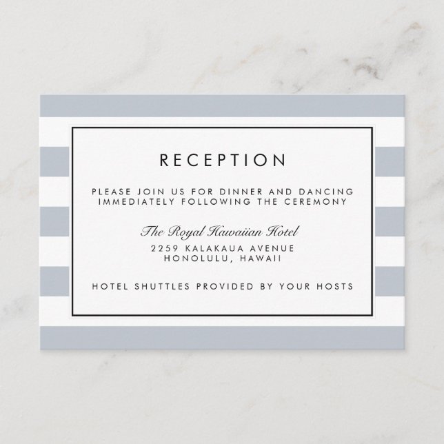 Carte de réception Metro Stripe | Gris (Devant)