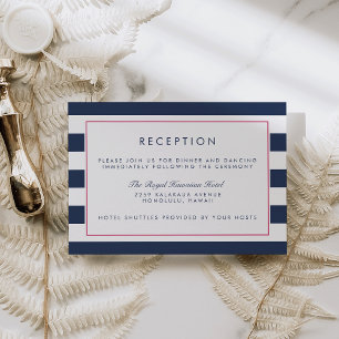 Carte de réception Metro Stripe Rose et marine