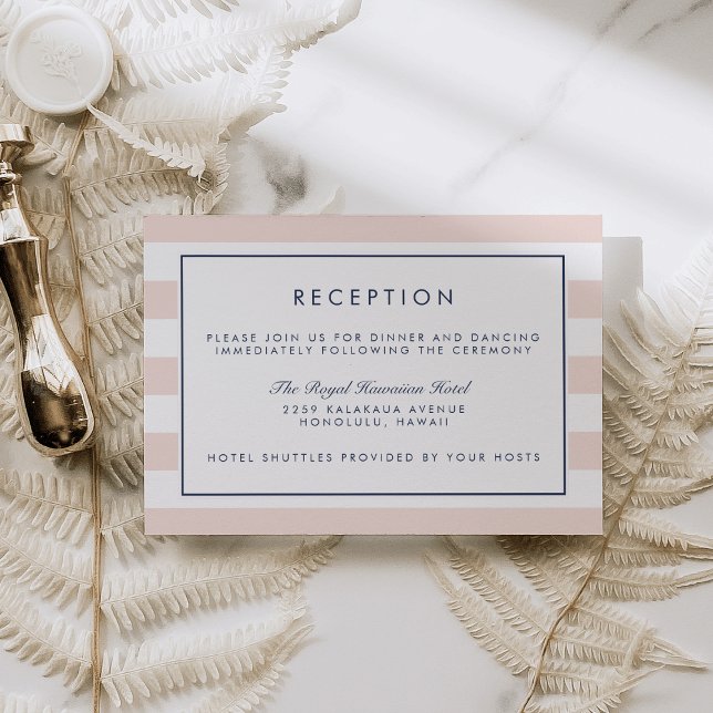 Carte de réception Metro Stripe | Rose poudré et m (Créateur téléchargé)
