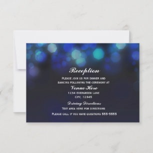 Carte de réception Midnight Blue Sky Bokeh Lights