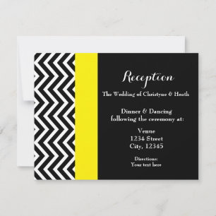 Carte de réception moderne Chevron Noir Jaune Mari