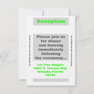 Carte de réception moderne Neon Grille verte 3,5 x