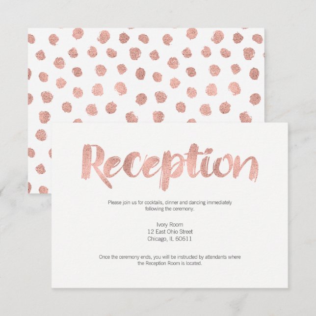 Carte de réception moderne Rose Gold Love Wedding (Devant / Derrière)