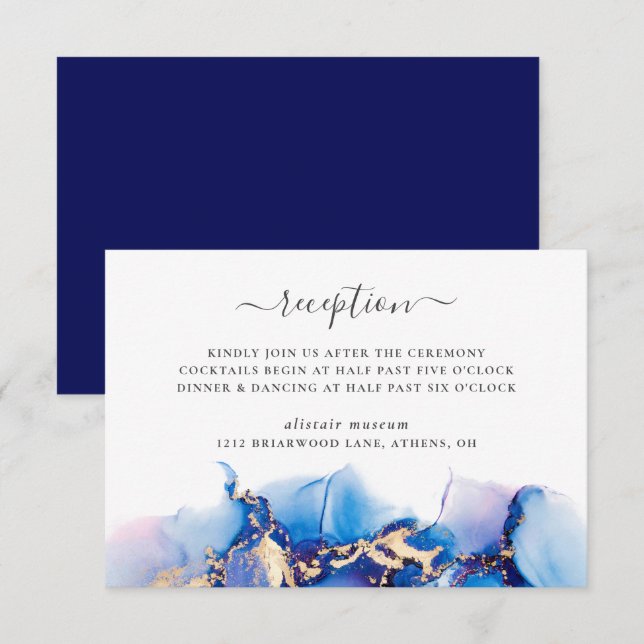 Carte de réception moderne Watercolor Wedding (Devant / Derrière)