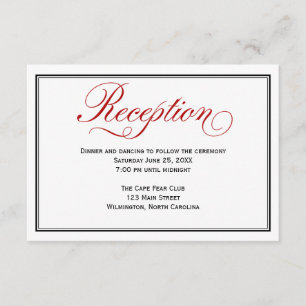 Carte de réception Noir Rouge Blanc Calligraphie M