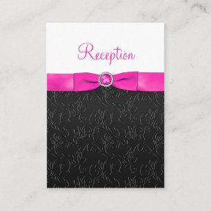 Carte de réception noire, rose chaud et blanche