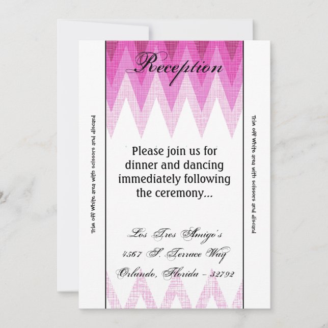 Carte de réception Ombre Chevron rose 3,5 x 7 (Devant)