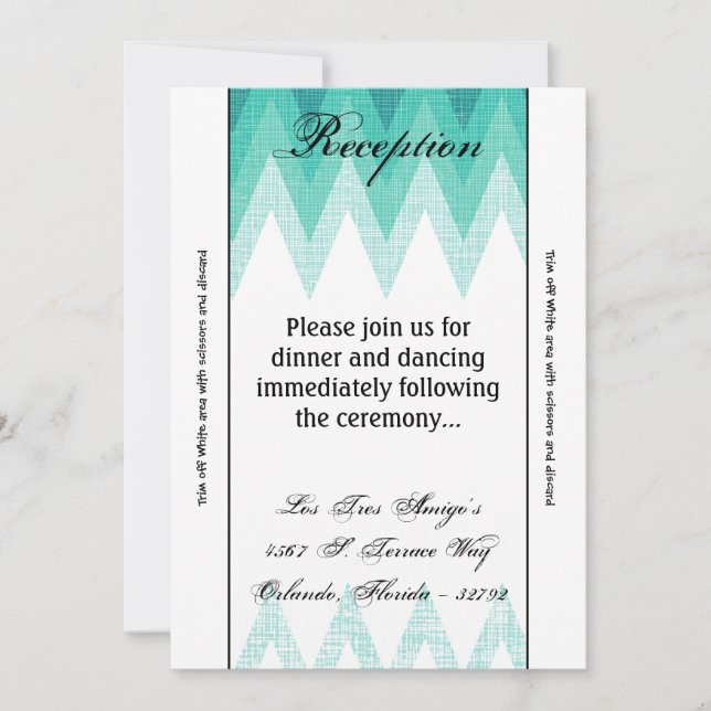 Carte de réception Ombre Chevron Turquoise 3,5 x 7 (Devant)