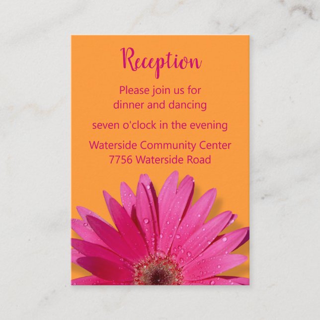 Carte de réception orange et rose Gerbera Daisy (Devant)