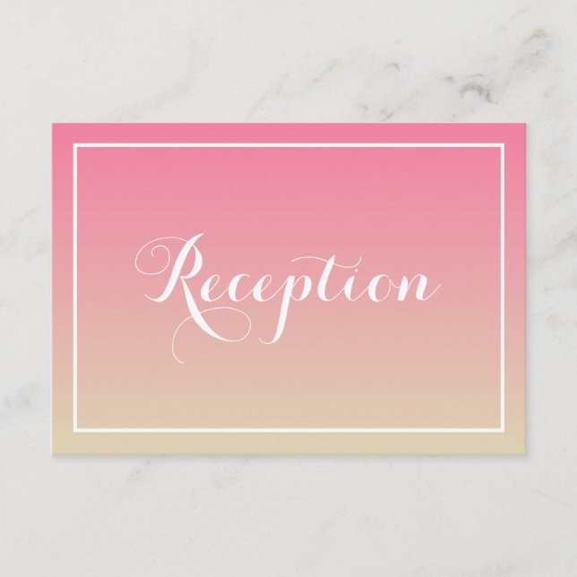 Carte de réception Pink Ombre élégante Script (Devant)