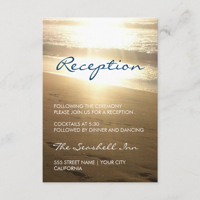 Carte de réception - Plage au coucher du soleil (Devant)