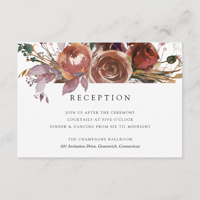 Carte de réception pour mariage Butterum & Plum (Devant)