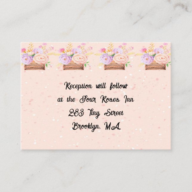 Carte de réception pour Pêcher Rustique Mariage &  (Devant)