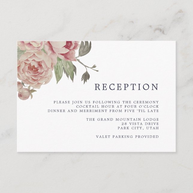 Carte de réception Rose Blush (Devant)