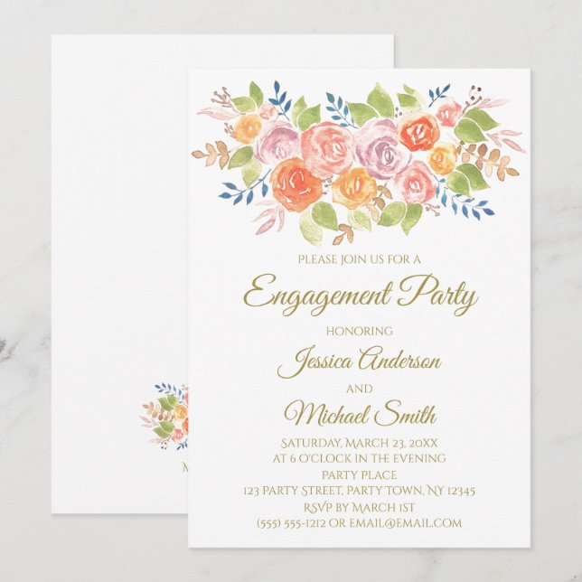Carte de réception Rose Bouquet (Devant / Derrière)