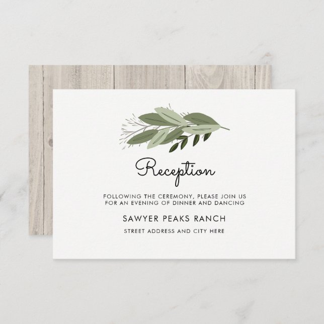 Carte de réception Rustic Mariage Sprigs (Devant / Derrière)