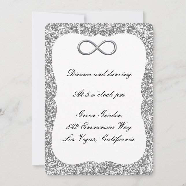 Carte de réception Silver Parties scintillant Silv (Devant)