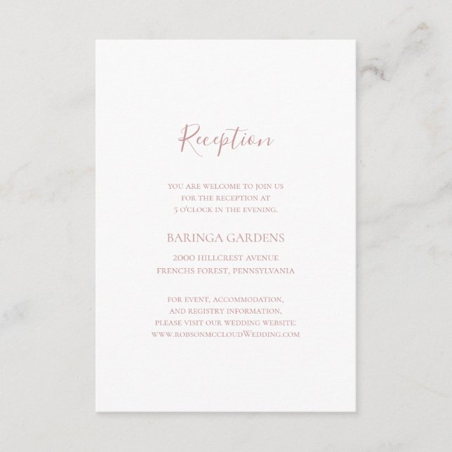 Carte de réception simple et élégante Rose Gold We (Devant)